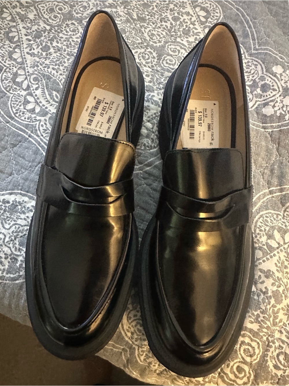 Stuart Weitzman Black Leather Penny Loafers NWT